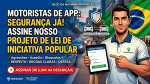 Capa do Projeto de Lei de Iniciativa Popular sobre o Marco Nacional de Segurança para motoristas de aplicativo