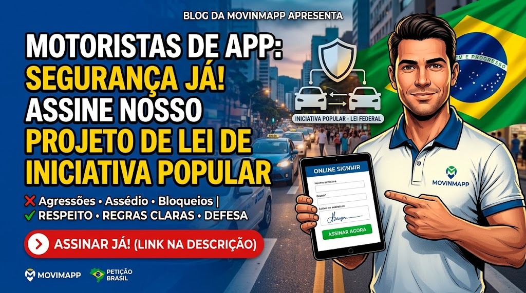 Capa do Projeto de Lei de Iniciativa Popular sobre o Marco Nacional de Segurança para motoristas de aplicativo